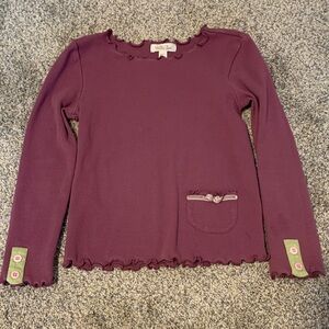 Matilda Jane Plum Long Sleeve Tee with Green Accents